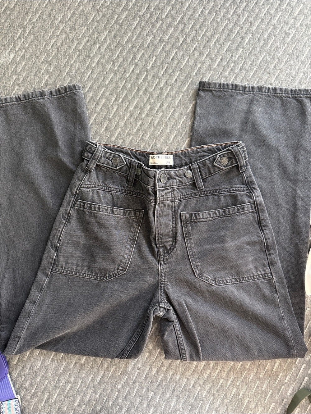 We The Free Wide Leg High-Rise Jeans - Charcoal